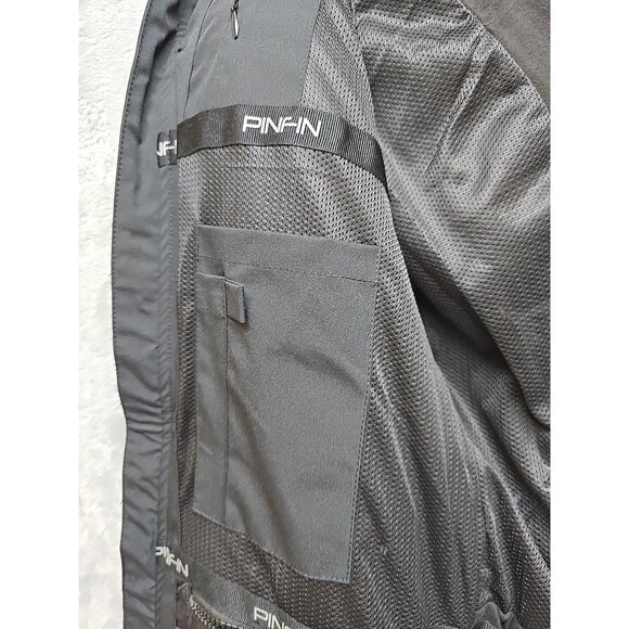 NWT Pinfin Men Windbreaker Jacket Black Size Lg Detachable Hood Zip Pockets - Picture 10 of 14